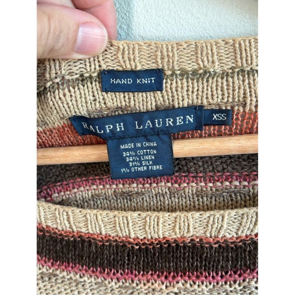 Ralph Lauren Hand Knit Southwestern Poncho Neutrals Earth Tones Desert Aunt - Picture 2 of 9